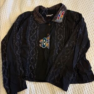 Embroidered black Dignity Not Charity button down